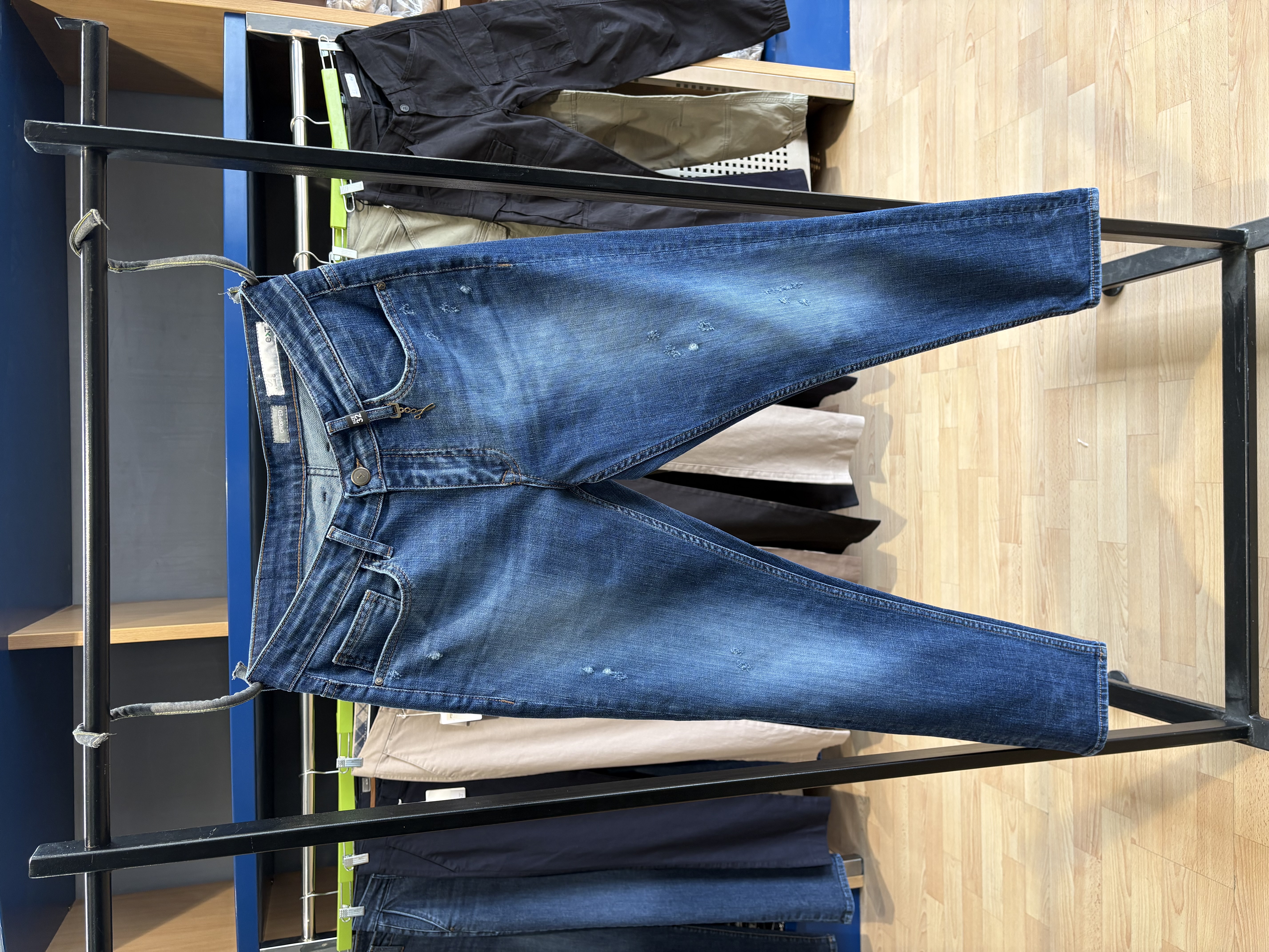 Cropped Exit farmerica E-5012 98%pamuk 2%elastin — Cropped fit, Plava sa ispranim efektom